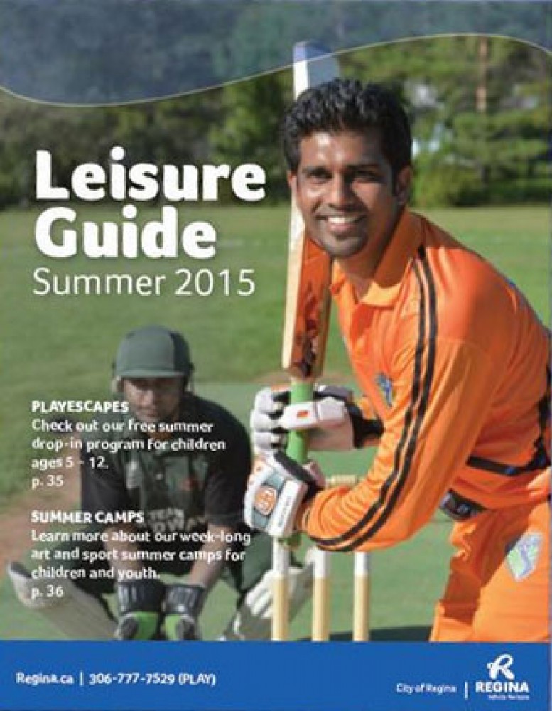 Cricket on the cover of City Of Regina's 2015 Summer Leisure Guide